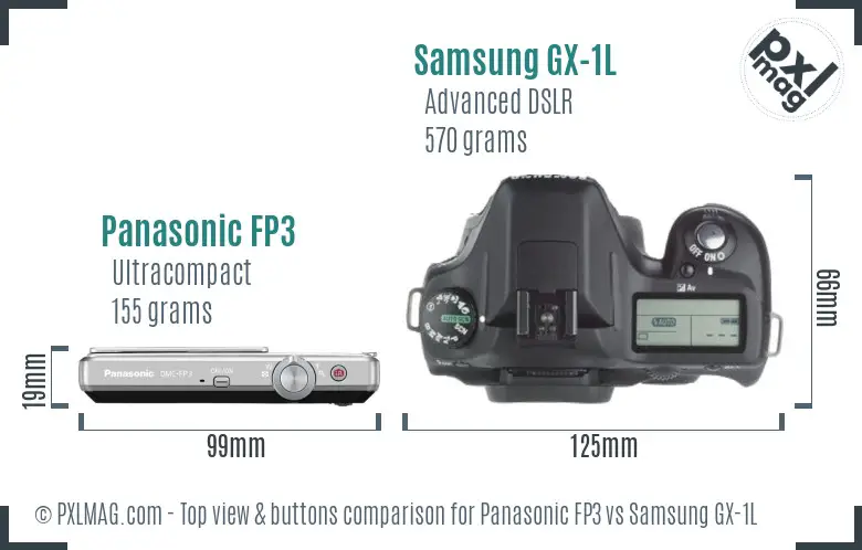 Panasonic FP3 vs Samsung GX-1L top view buttons comparison