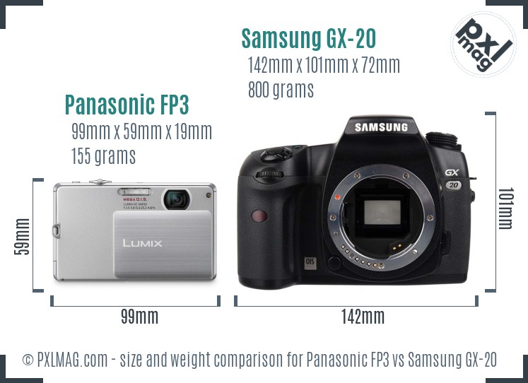 Panasonic FP3 vs Samsung GX-20 size comparison