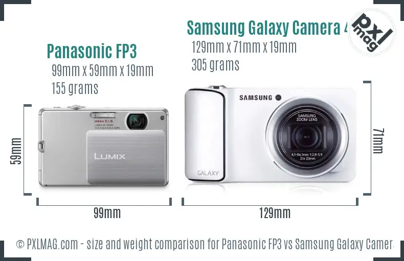 Panasonic FP3 vs Samsung Galaxy Camera 4G size comparison