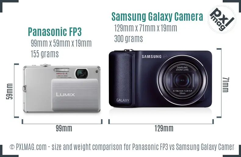 Panasonic FP3 vs Samsung Galaxy Camera size comparison