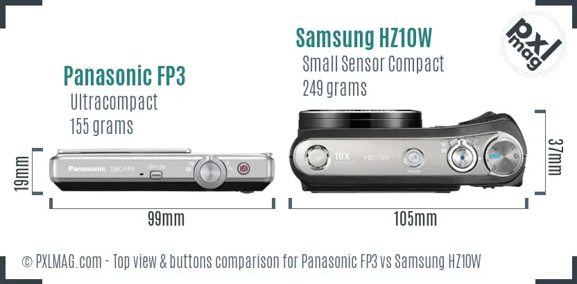 Panasonic FP3 vs Samsung HZ10W top view buttons comparison