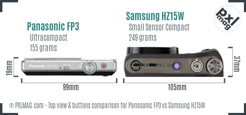 Panasonic FP3 vs Samsung HZ15W top view buttons comparison