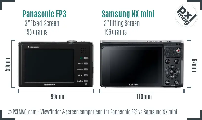 Panasonic FP3 vs Samsung NX mini Screen and Viewfinder comparison Panasonic FP3 vs Samsung NX mini Screen and Viewfinder comparison