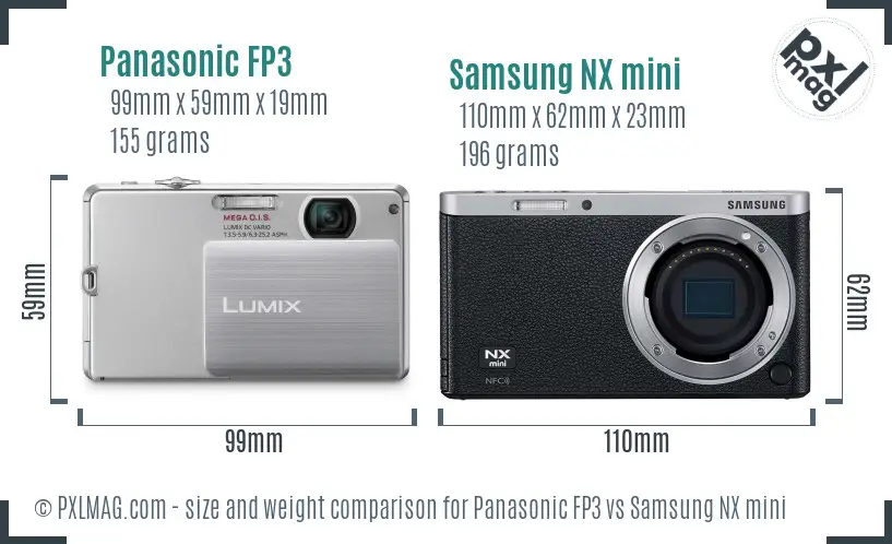 Panasonic FP3 vs Samsung NX mini size comparison Panasonic FP3 vs Samsung NX mini size comparison