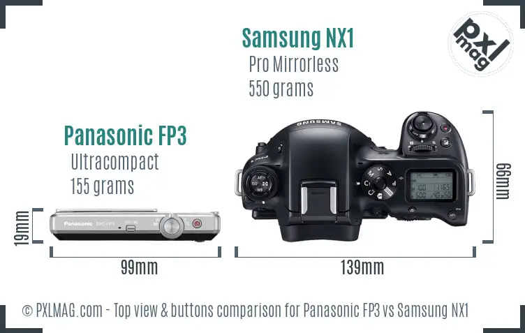 Panasonic FP3 vs Samsung NX1 top view buttons comparison