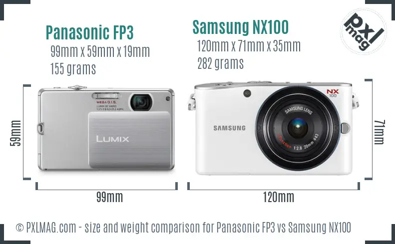 Panasonic FP3 vs Samsung NX100 size comparison