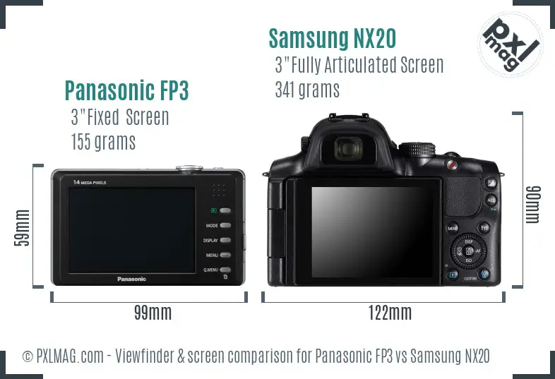 Panasonic FP3 vs Samsung NX20 Screen and Viewfinder comparison