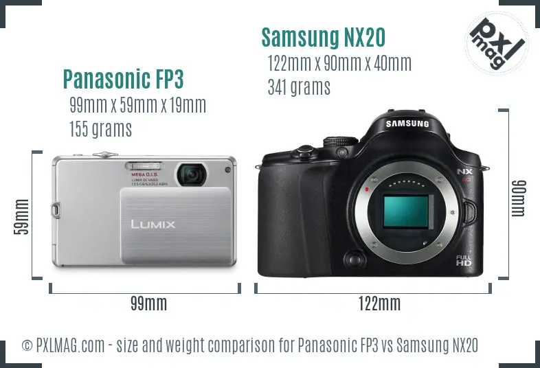 Panasonic FP3 vs Samsung NX20 size comparison