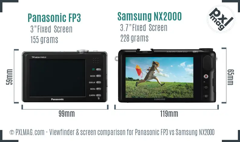Panasonic FP3 vs Samsung NX2000 Screen and Viewfinder comparison