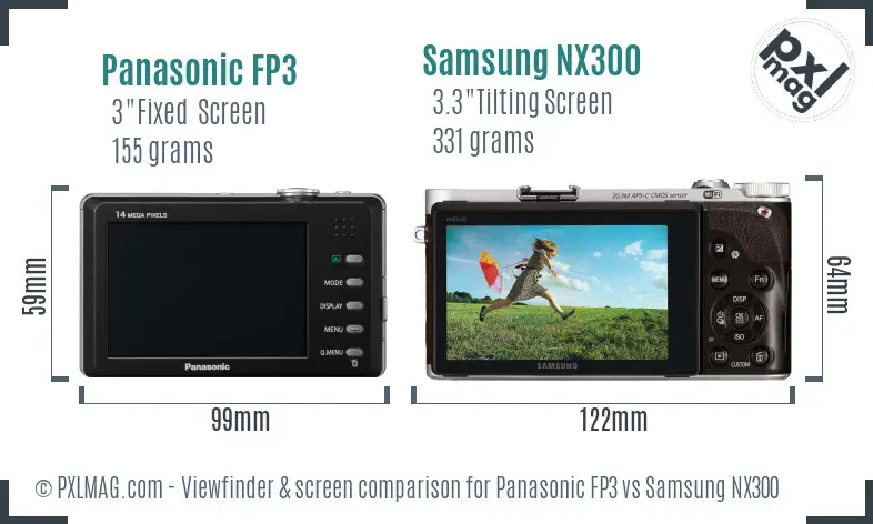 Panasonic FP3 vs Samsung NX300 Screen and Viewfinder comparison