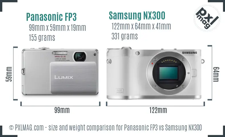 Panasonic FP3 vs Samsung NX300 size comparison