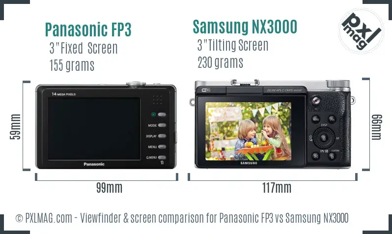 Panasonic FP3 vs Samsung NX3000 Screen and Viewfinder comparison Panasonic FP3 vs Samsung NX3000 Screen and Viewfinder comparison