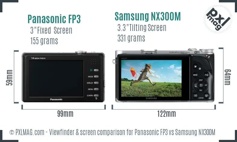 Panasonic FP3 vs Samsung NX300M Screen and Viewfinder comparison