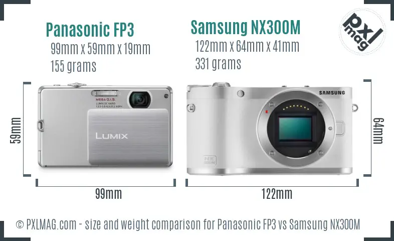 Panasonic FP3 vs Samsung NX300M size comparison