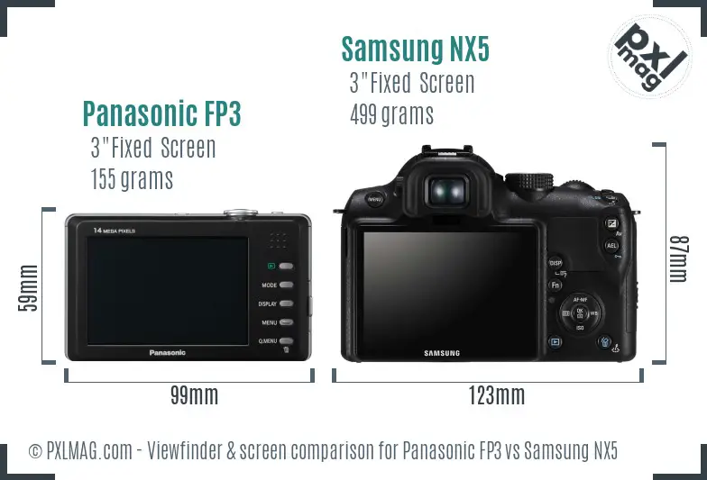 Panasonic FP3 vs Samsung NX5 Screen and Viewfinder comparison