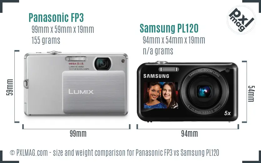 Panasonic FP3 vs Samsung PL120 size comparison Panasonic FP3 vs Samsung PL120 size comparison