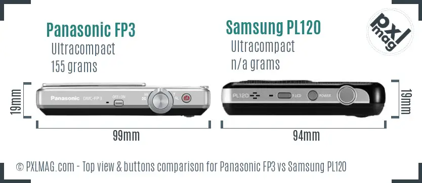 Panasonic FP3 vs Samsung PL120 top view buttons comparison Panasonic FP3 vs Samsung PL120 top view buttons comparison