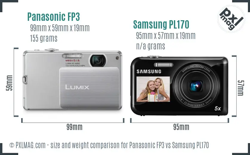 Panasonic FP3 vs Samsung PL170 size comparison