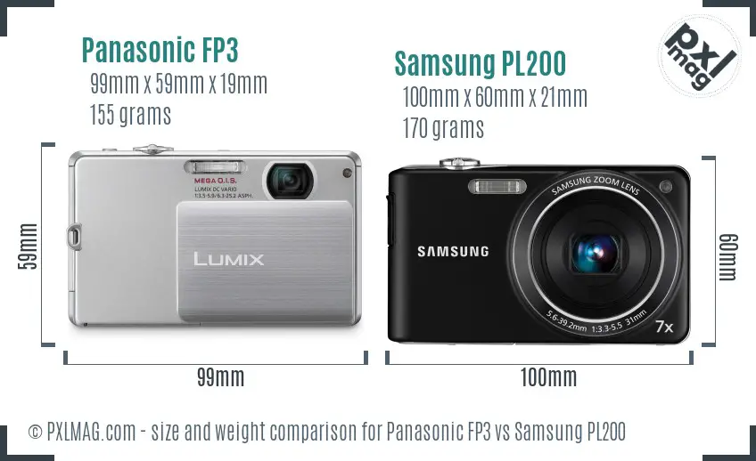 Panasonic FP3 vs Samsung PL200 size comparison Panasonic FP3 vs Samsung PL200 size comparison