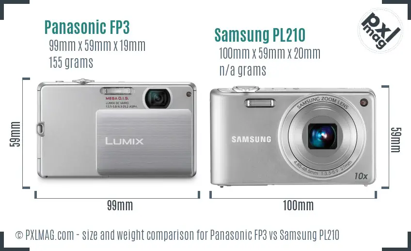 Panasonic FP3 vs Samsung PL210 size comparison