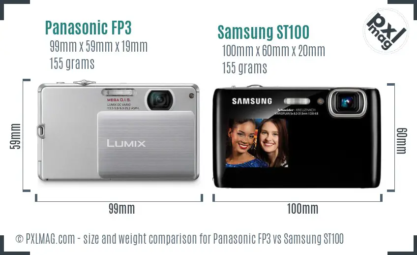 Panasonic FP3 vs Samsung ST100 size comparison