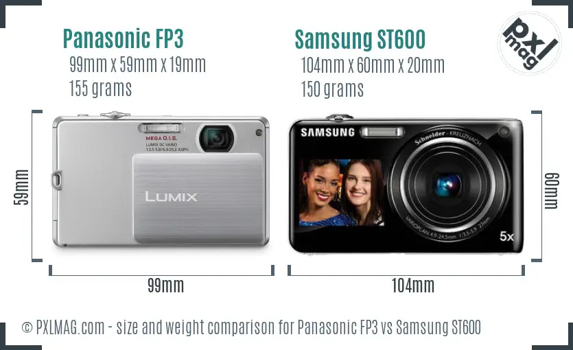 Panasonic FP3 vs Samsung ST600 size comparison