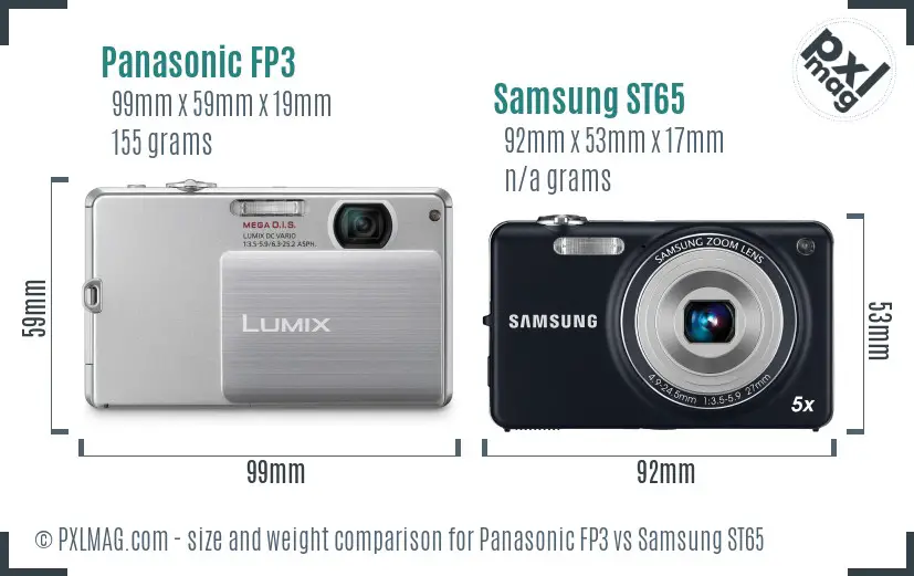 Panasonic FP3 vs Samsung ST65 size comparison