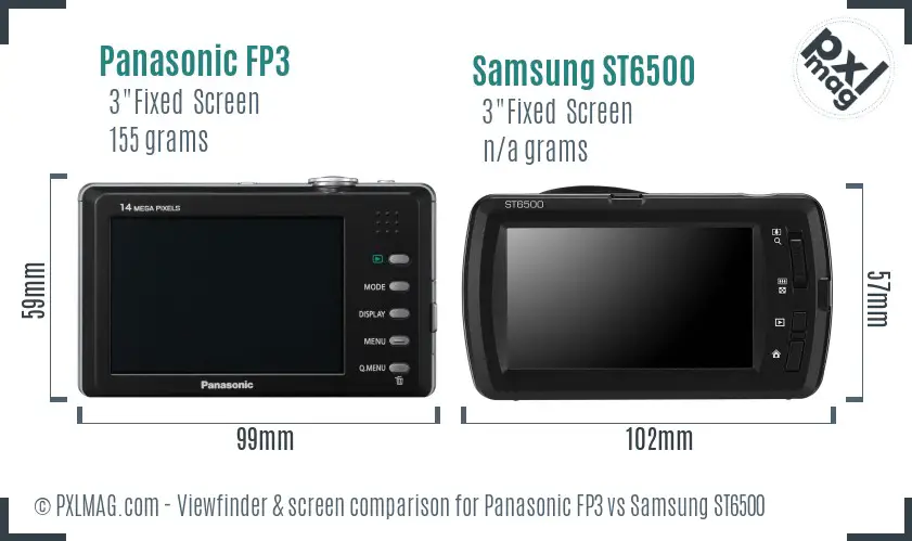 Panasonic FP3 vs Samsung ST6500 Screen and Viewfinder comparison