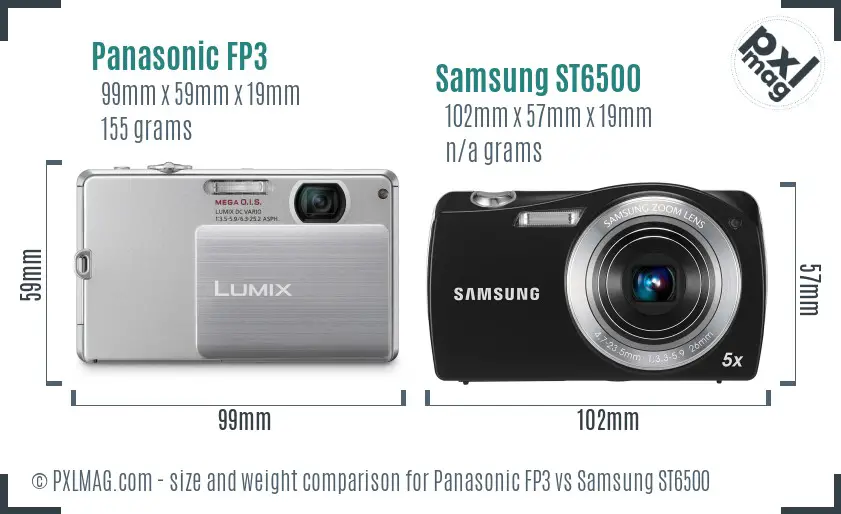 Panasonic FP3 vs Samsung ST6500 size comparison