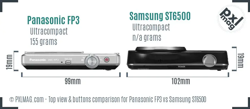 Panasonic FP3 vs Samsung ST6500 top view buttons comparison