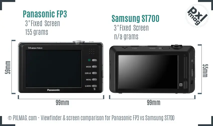 Panasonic FP3 vs Samsung ST700 Screen and Viewfinder comparison