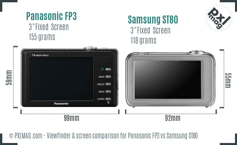 Panasonic FP3 vs Samsung ST80 Screen and Viewfinder comparison