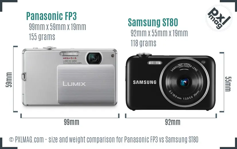 Panasonic FP3 vs Samsung ST80 size comparison