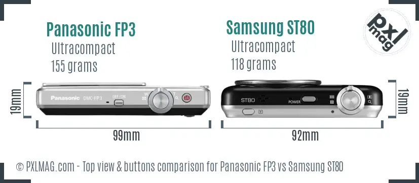 Panasonic FP3 vs Samsung ST80 top view buttons comparison