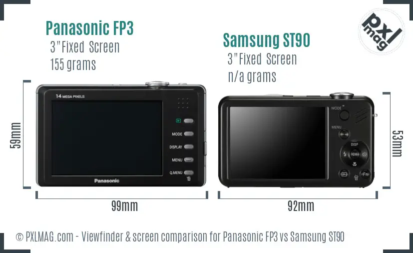 Panasonic FP3 vs Samsung ST90 Screen and Viewfinder comparison Panasonic FP3 vs Samsung ST90 Screen and Viewfinder comparison
