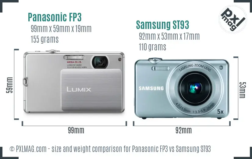 Panasonic FP3 vs Samsung ST93 size comparison Panasonic FP3 vs Samsung ST93 size comparison