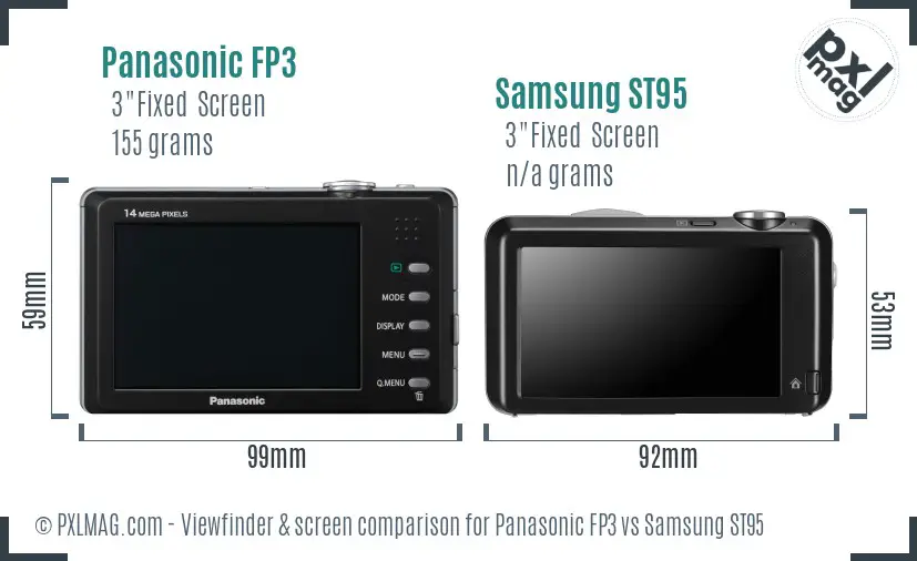 Panasonic FP3 vs Samsung ST95 Screen and Viewfinder comparison