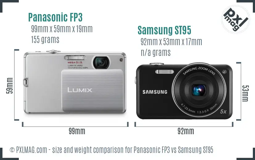 Panasonic FP3 vs Samsung ST95 size comparison