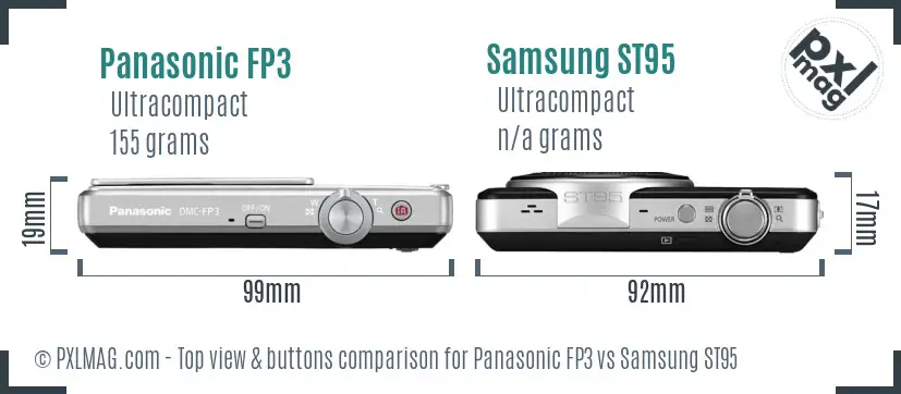 Panasonic FP3 vs Samsung ST95 top view buttons comparison