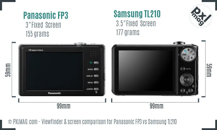 Panasonic FP3 vs Samsung TL210 Screen and Viewfinder comparison