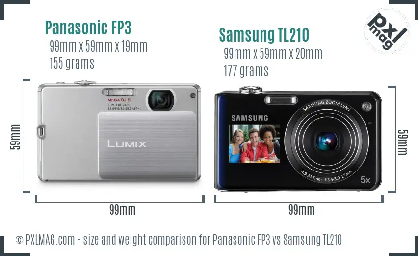 Panasonic FP3 vs Samsung TL210 size comparison