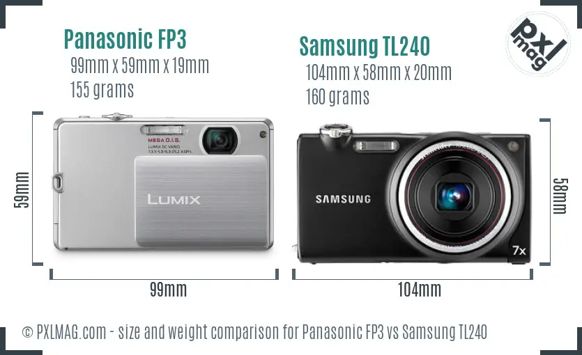 Panasonic FP3 vs Samsung TL240 size comparison