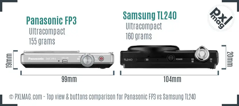 Panasonic FP3 vs Samsung TL240 top view buttons comparison