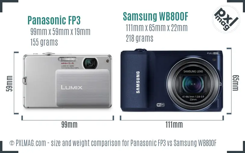 Panasonic FP3 vs Samsung WB800F size comparison Panasonic FP3 vs Samsung WB800F size comparison