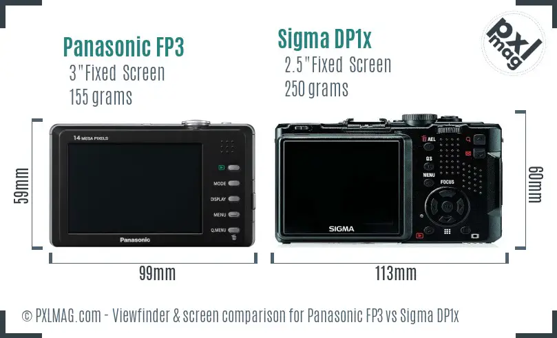 Panasonic FP3 vs Sigma DP1x Screen and Viewfinder comparison Panasonic FP3 vs Sigma DP1x Screen and Viewfinder comparison