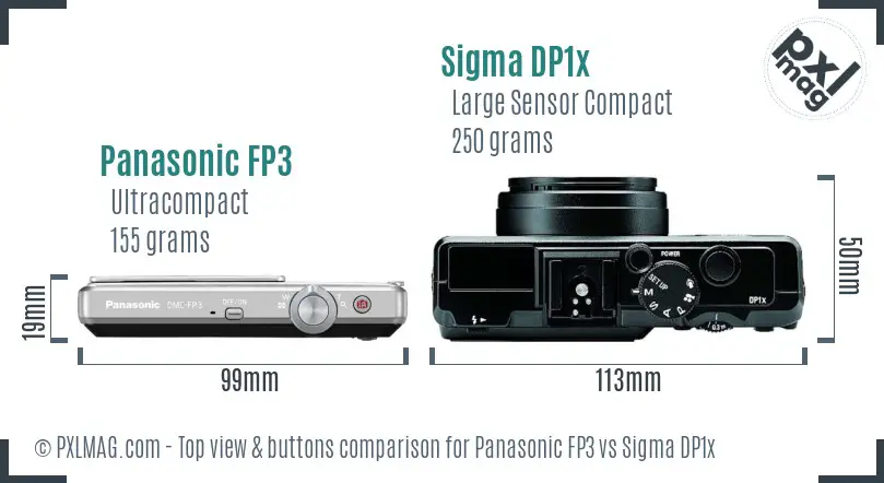 Panasonic FP3 vs Sigma DP1x top view buttons comparison Panasonic FP3 vs Sigma DP1x top view buttons comparison
