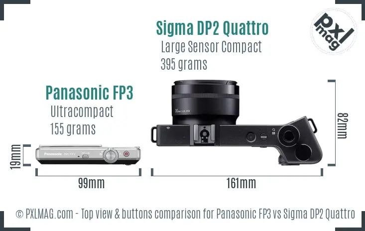 Panasonic FP3 vs Sigma DP2 Quattro top view buttons comparison