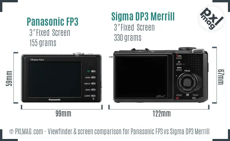 Panasonic FP3 vs Sigma DP3 Merrill Screen and Viewfinder comparison