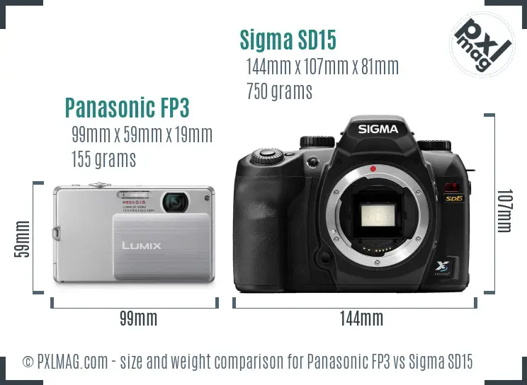 Panasonic FP3 vs Sigma SD15 size comparison