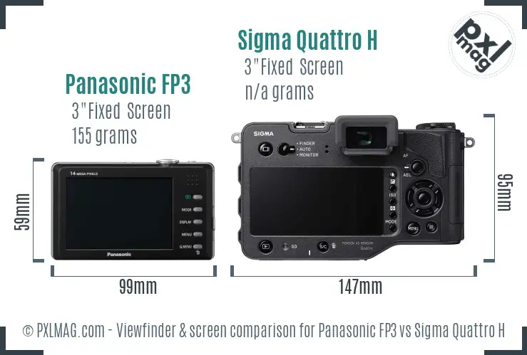 Panasonic FP3 vs Sigma Quattro H Screen and Viewfinder comparison Panasonic FP3 vs Sigma Quattro H Screen and Viewfinder comparison